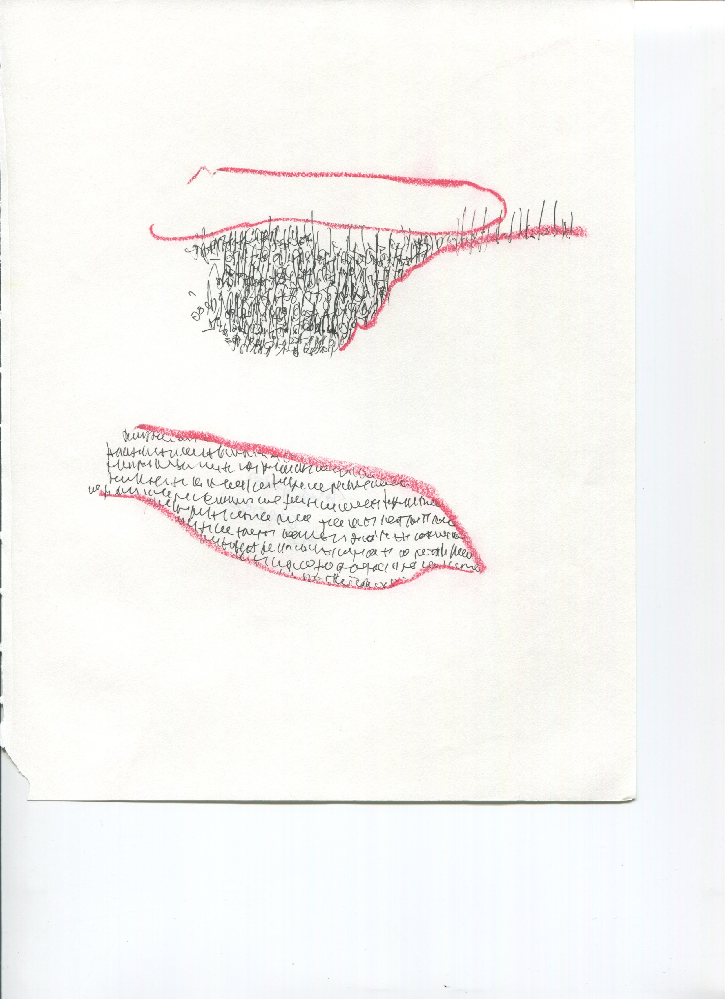 'Asemic letters' series, 2020. Gel pen and oil pastel on paper - 19 x 24 cm