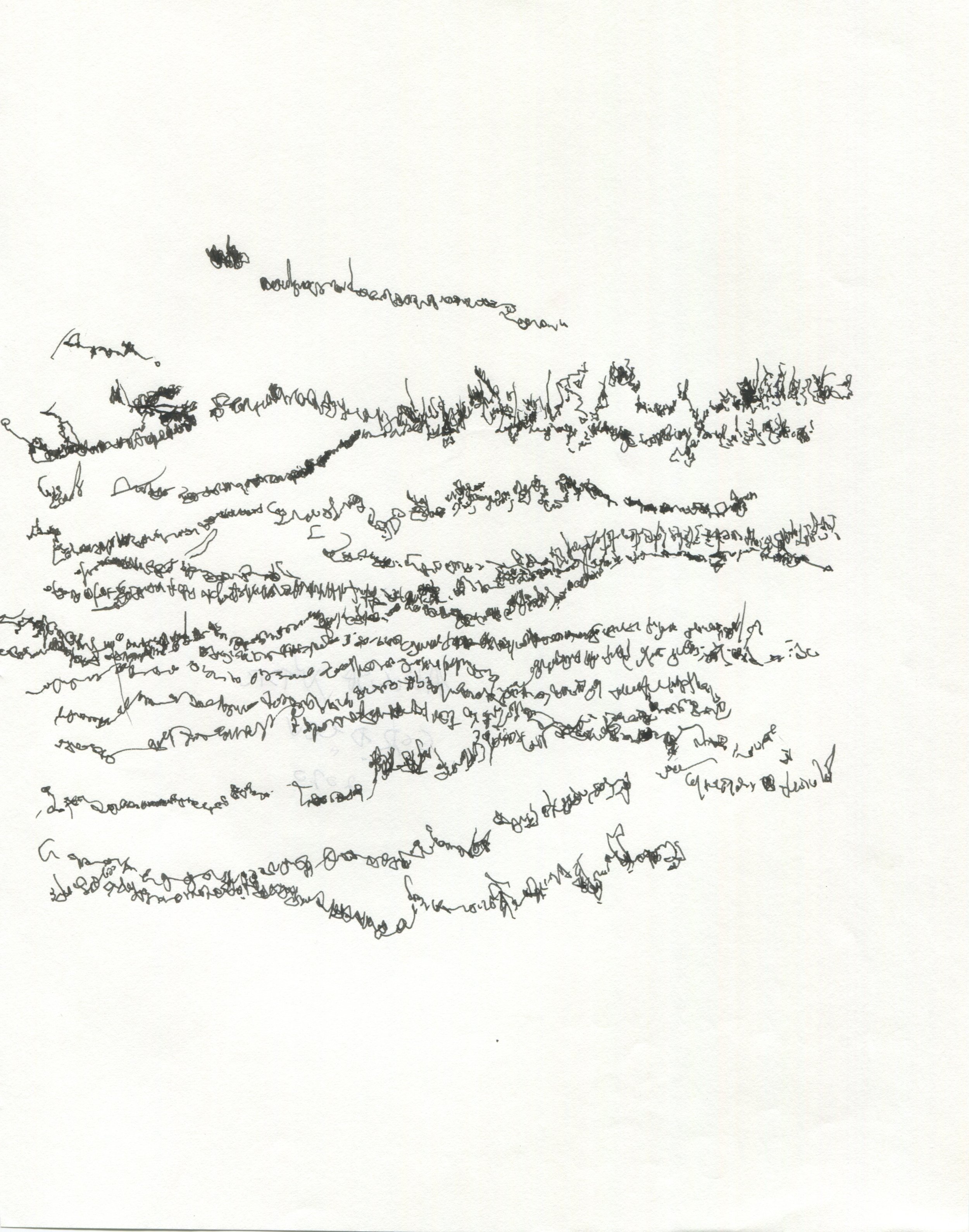 untitled piece from "Asemic letters" series, 2020. Gel pen on paper - 19 x 24 cm