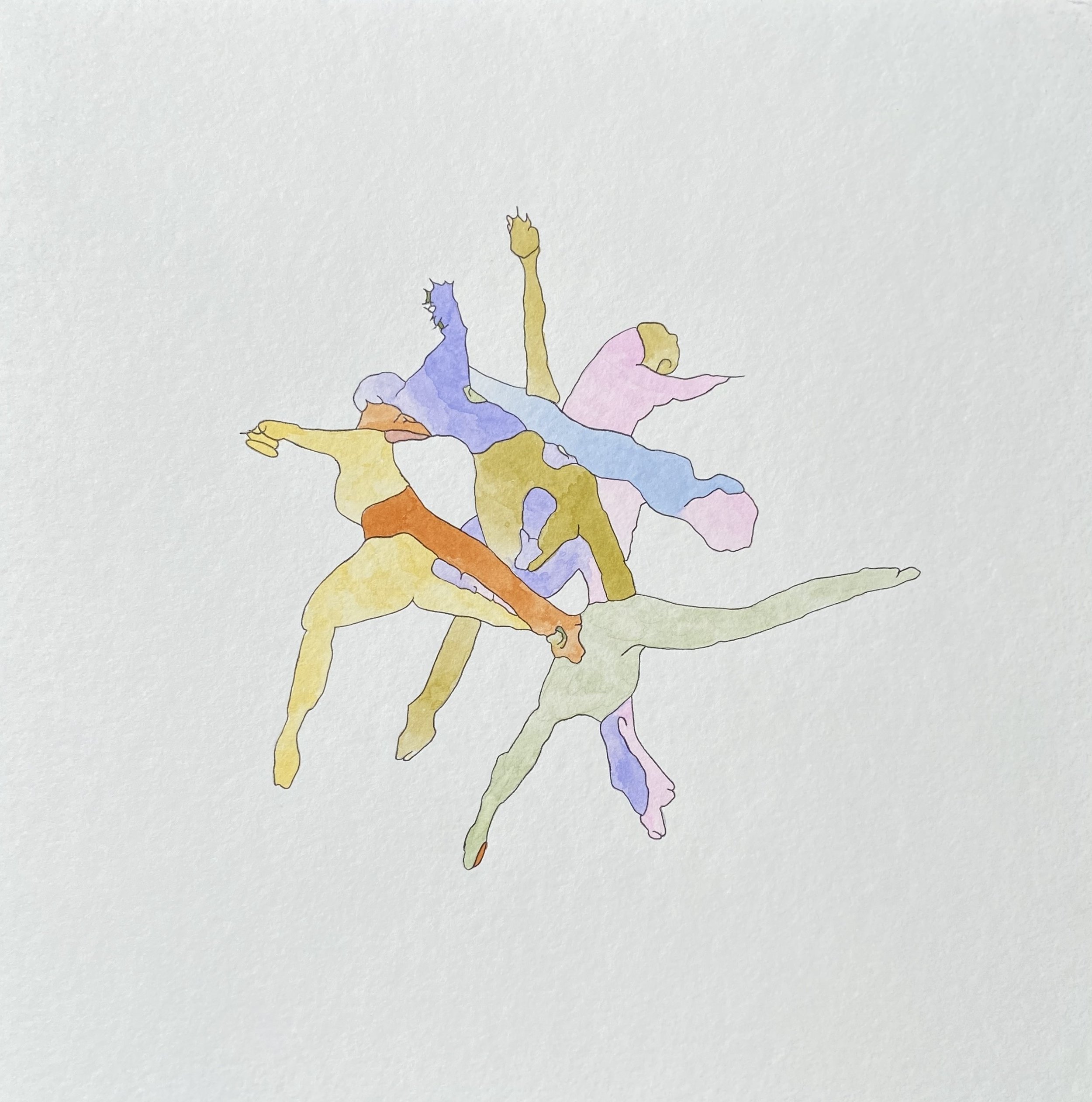 ‘1’ from ‘Gymnasts’ series, 2023. Water based dye markers on paper - 25 x 25 cm