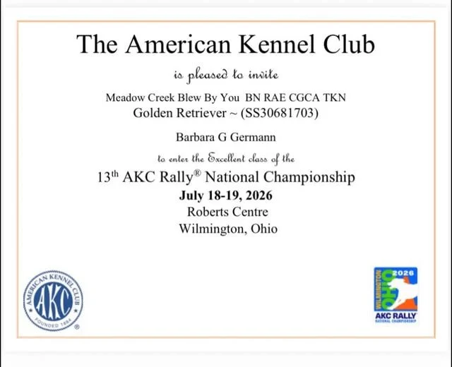 Blue 2026 AKC Rally National Championship Invite