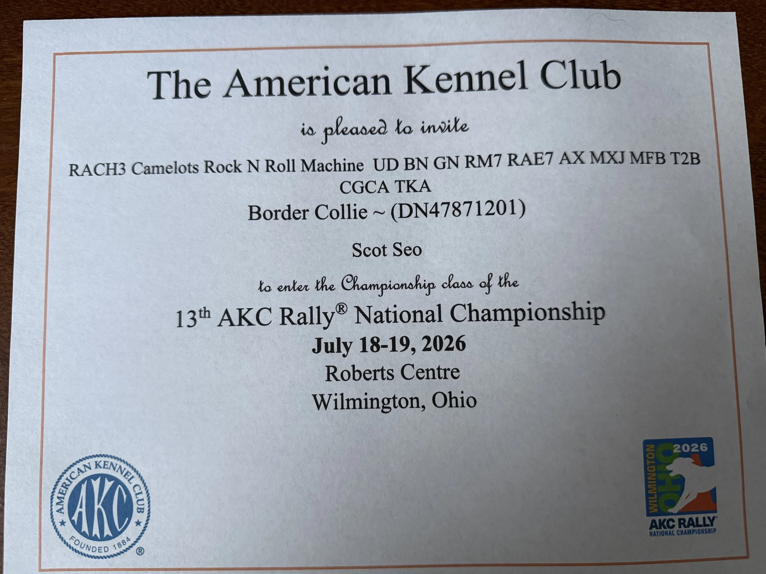 Kodachi 2026 AKC Rally National Championship Invite
