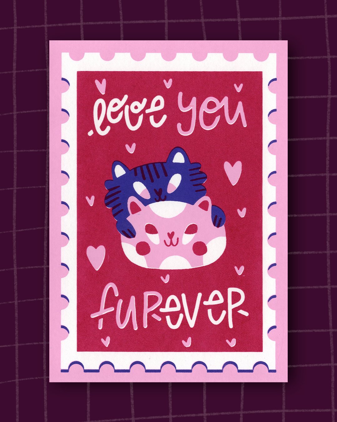 Love you furever - sérigraphie (A6)