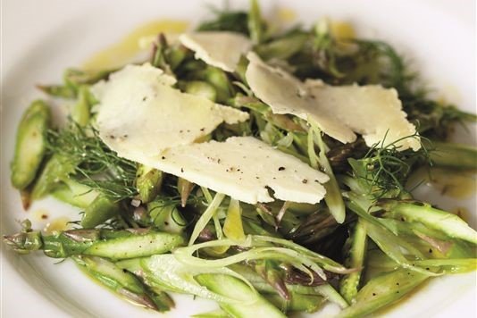 Shaved Asparagus with Fennel and Caerphilly Cheese
