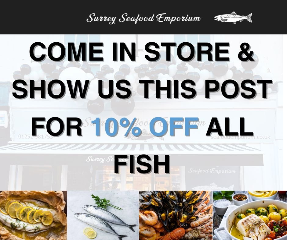 🎉🎉 10% OFF?!? 🎉🎉

Attention seafood lovers! Hold onto your hats because we've got a deal that's too good to miss! 🐟🌟 Enjoy 10% off your purchase at Surrey Seafood Emporium 🐟🌟