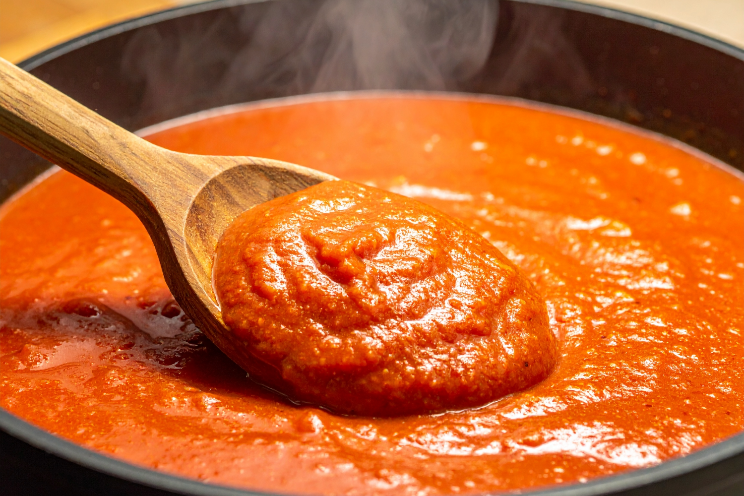 Hidden veggie pasta sauce blended smooth in skillet