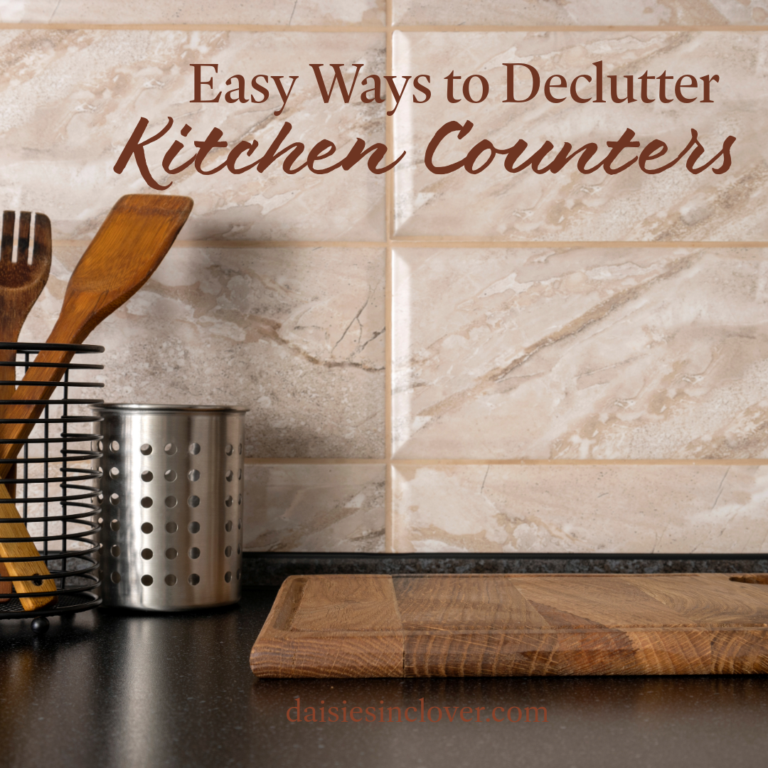 Clean kitchen counter that looks refreshed after a declutter project