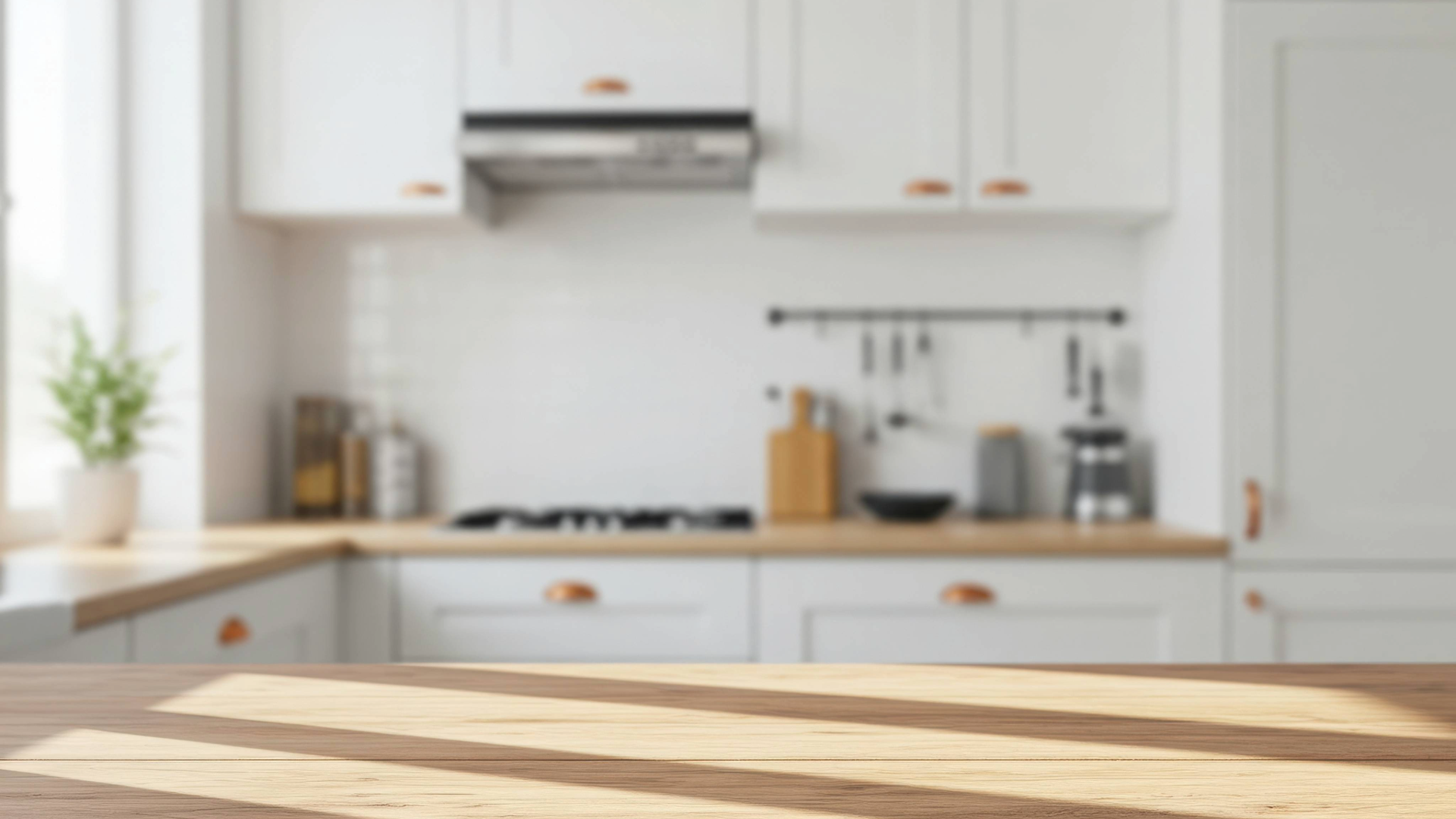 Bright kitchen with clean counters that looks finished after a Spring cleaning project