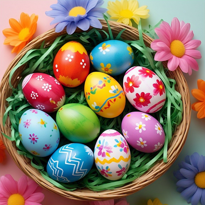 Painted plastic Easter eggs for a fun family activity this Easter.