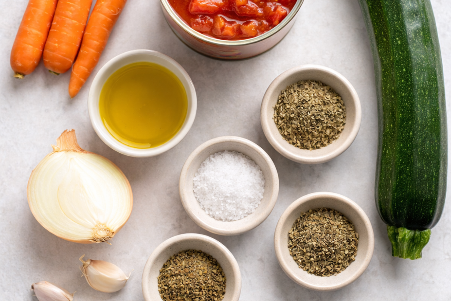 All the ingredients needed to make hidden veggie pasta sauce