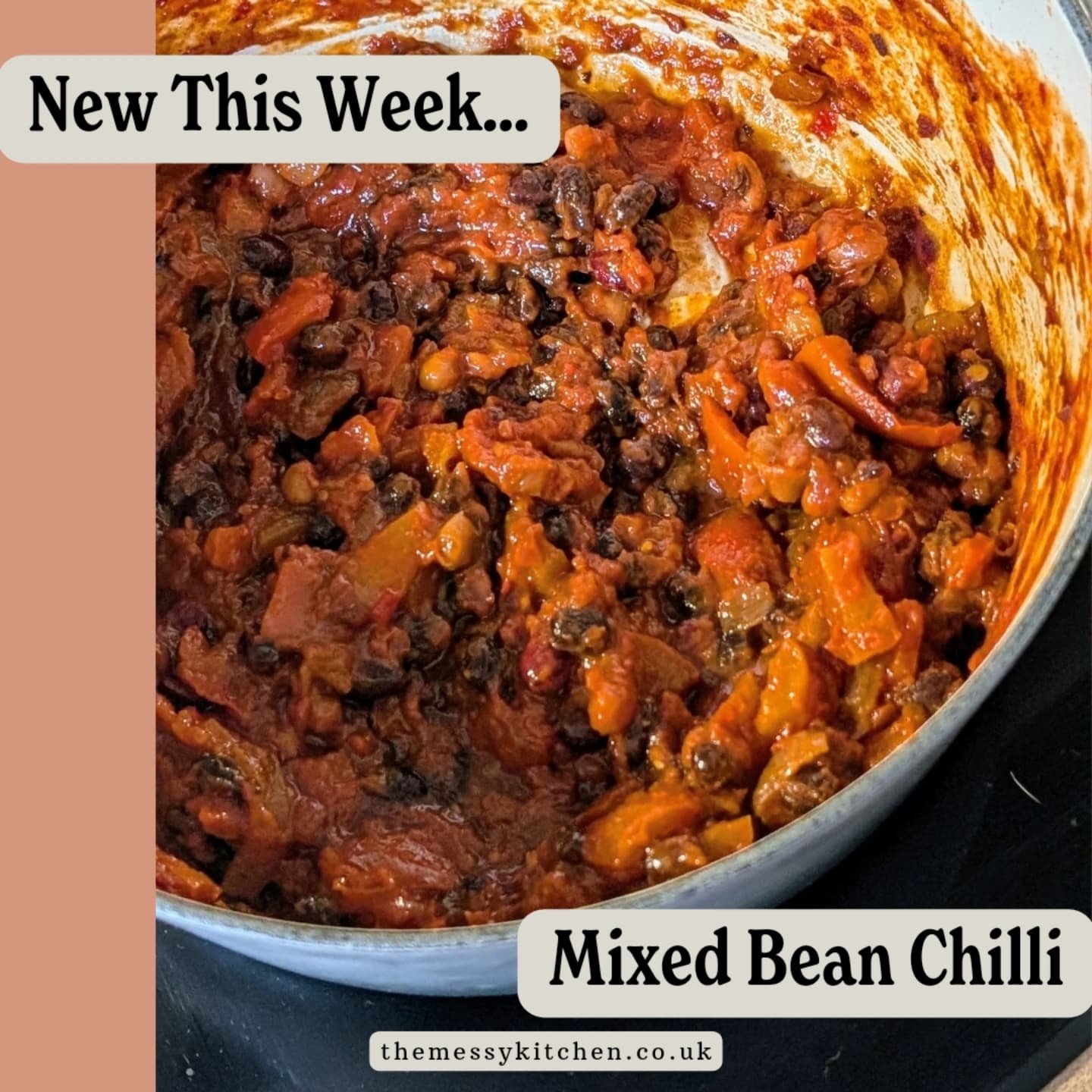 NEW RECIPES 
.
Well October basically ~evaporated~, didn't it?! Can't believe it's been a full month since I launched my new website 🤯
.
Coming at you with two brand new recipes this week.. First, a gorgeous mixed bean chilli that is thick, velvety 