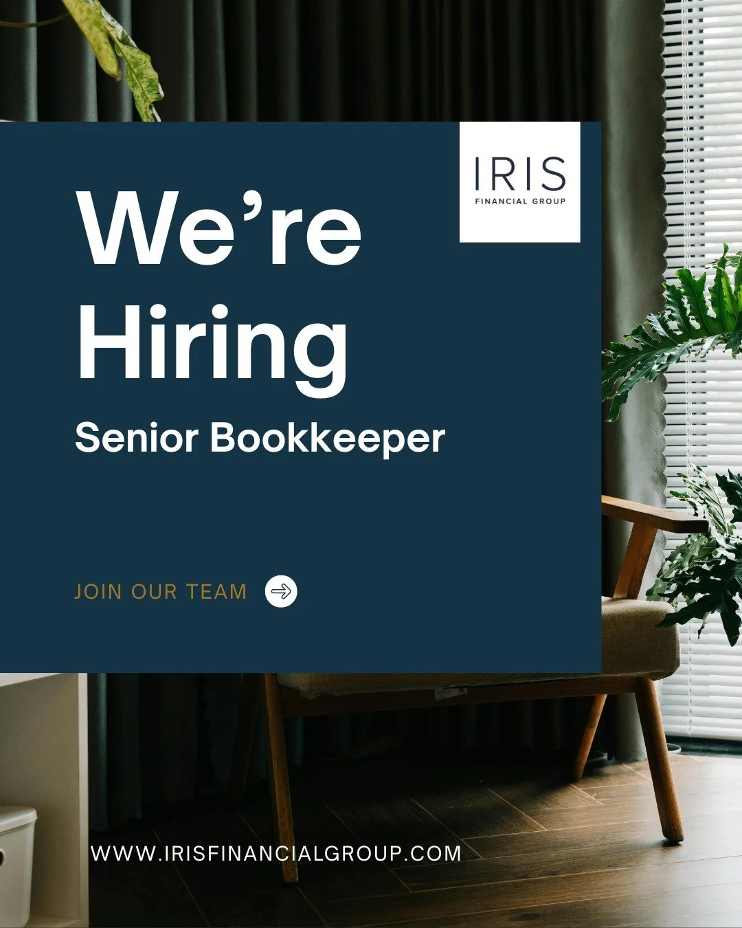 ✨ WE&rsquo;RE HIRING ✨ 
FULL TIME SENIOR BOOKKEEPER!! 

Want to be part of a fast-growing, team-focused company that truly values its people?

At IRIS Financial Group, we&rsquo;re looking for motivated, detail-oriented individuals to join our amazing