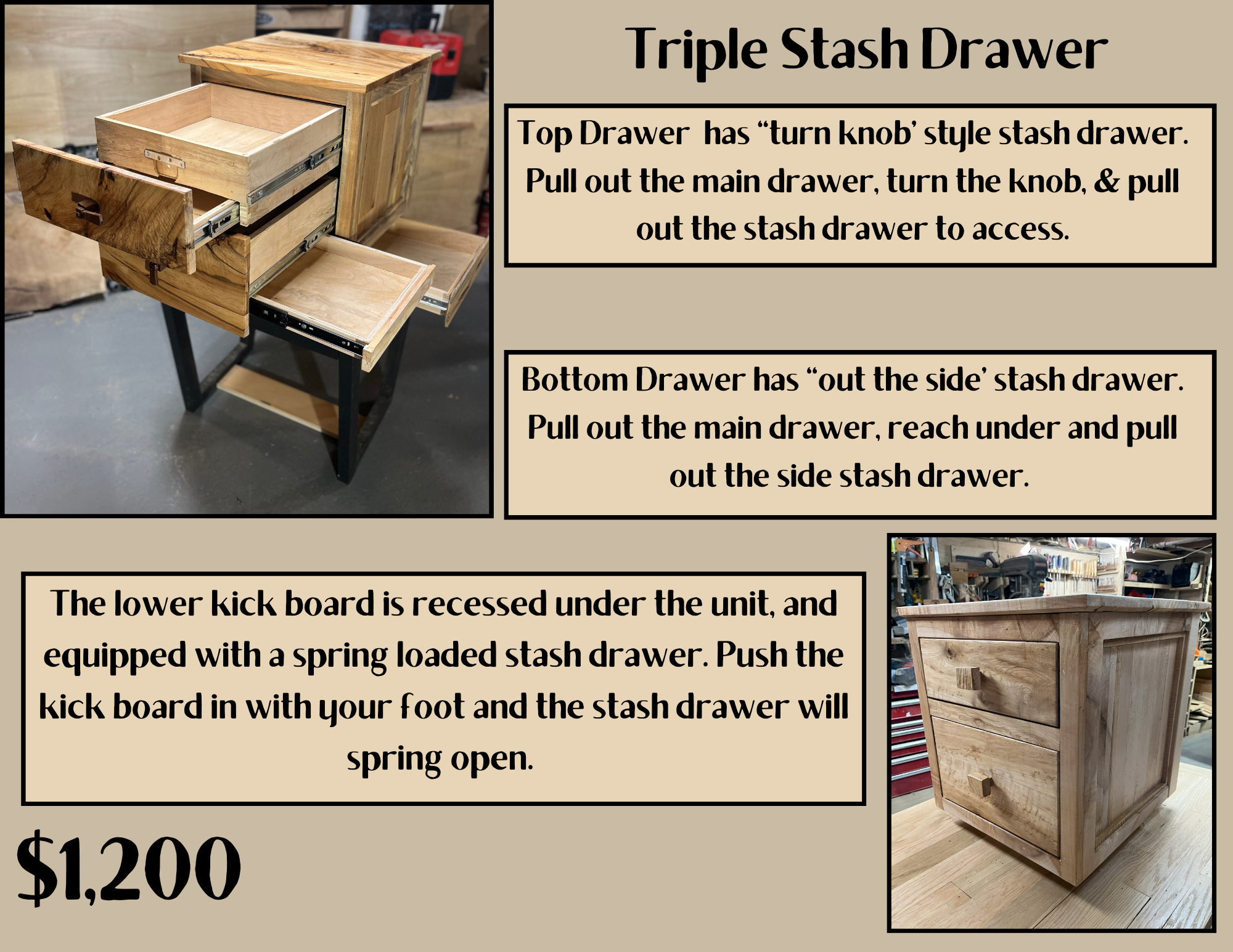 Triple Stash Drawer — Ripa Woodworks