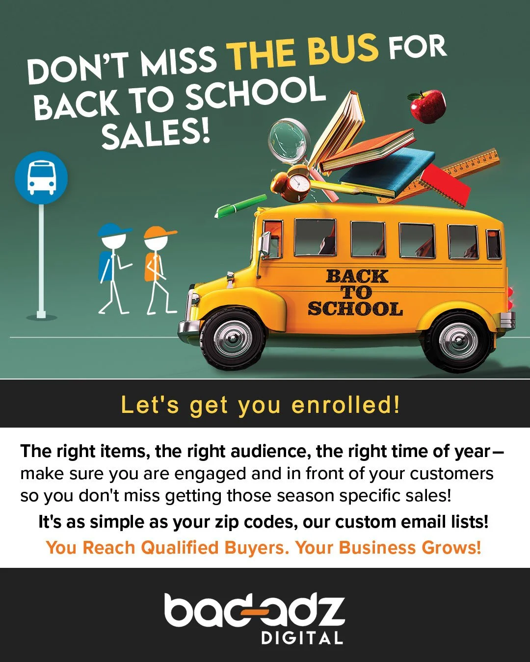Bad-Adz Digital back-to-school promotional email campaign example for grocery retail clients