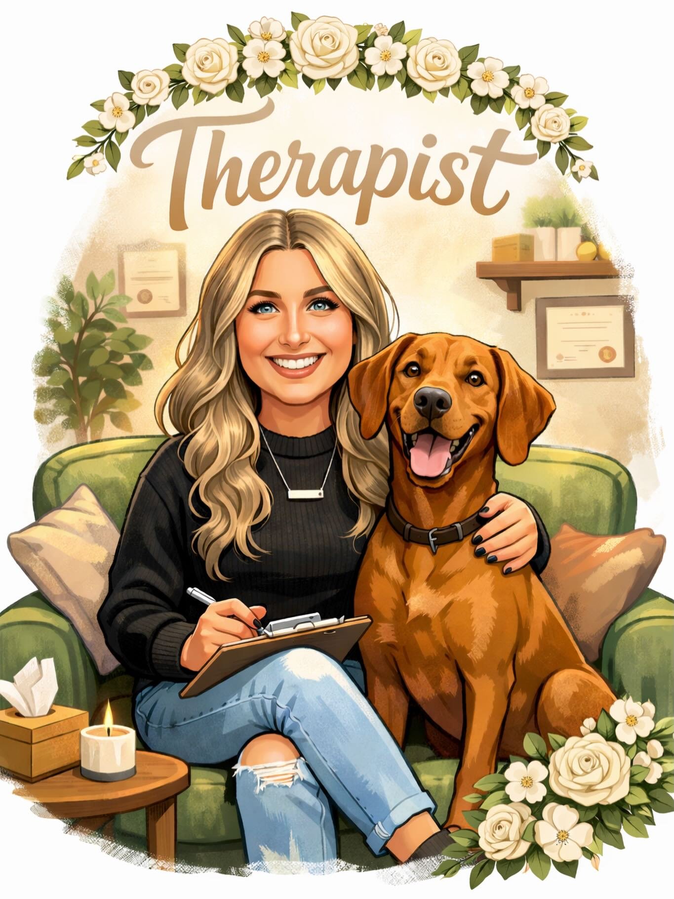 Marisa and Harlow in Caricature 🧡