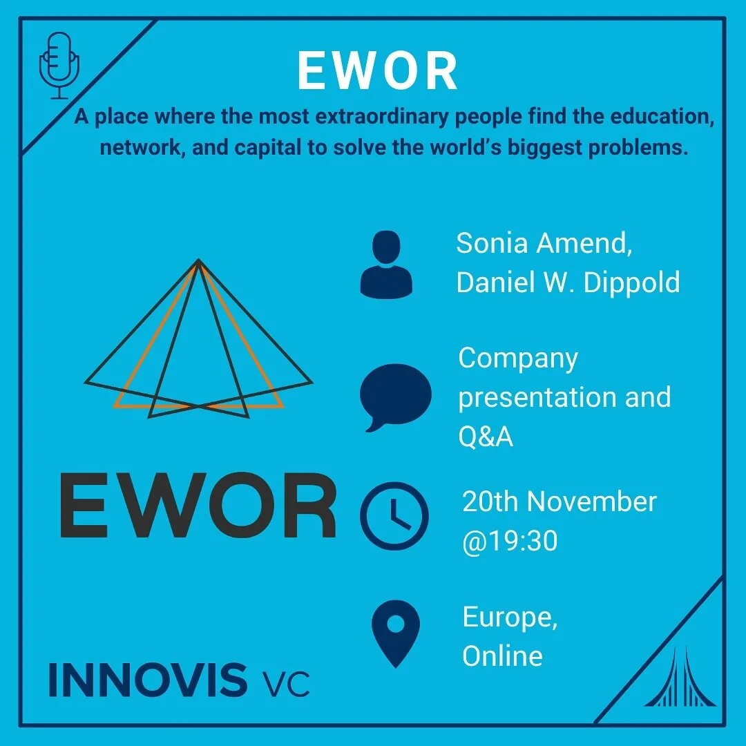 🚀 Save the Date! 
Join us on November 20th at 7:30 PM for an exciting evening of innovation and entrepreneurship.
 Innovis VC is teaming up with EWOR for a thrilling company presentation and Q&amp;A session. Mark your calendars and get ready to dive