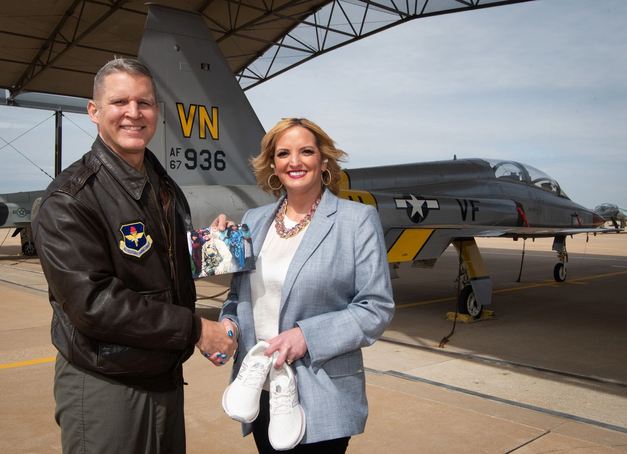 The Adam Brown Shamrock Run shoe donation from Vance Air Force Base