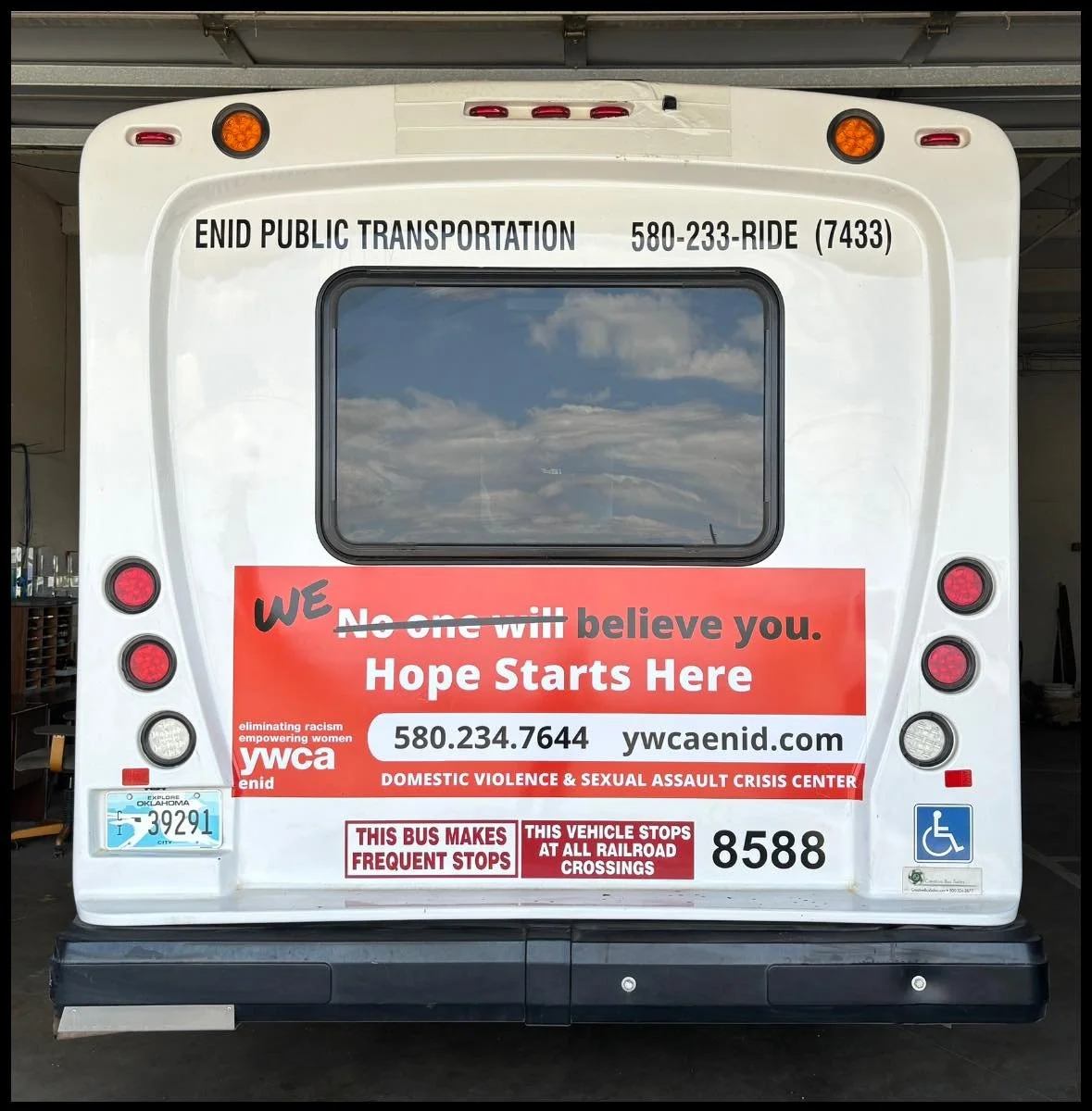 Crisis Center Hotline is now on an Enid Transit bus!