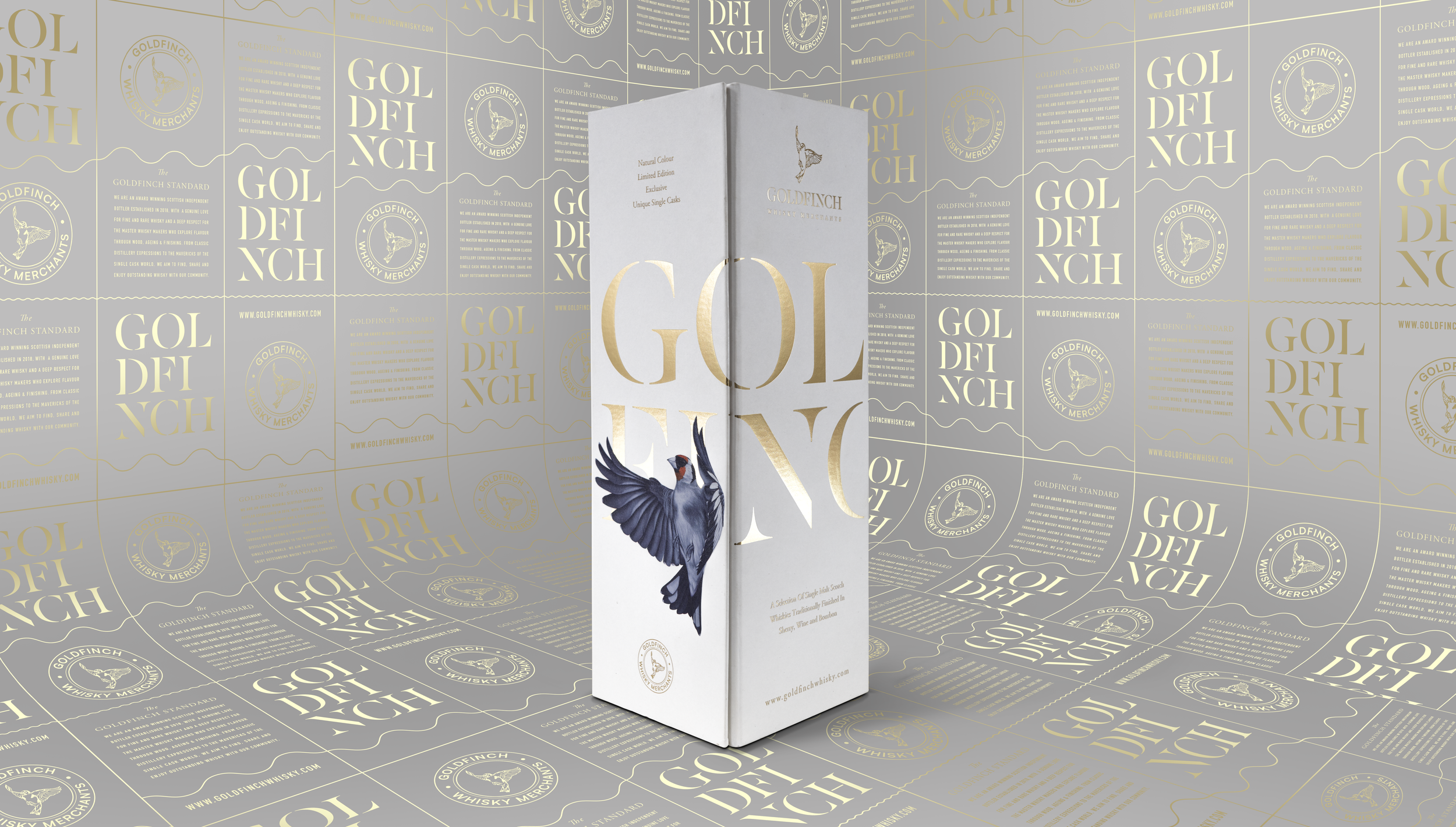 The Goldfinch Single Malt Whisky packaging