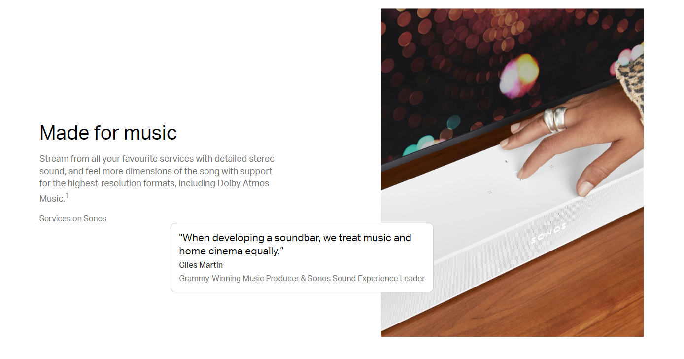 Sonos Beam made for music