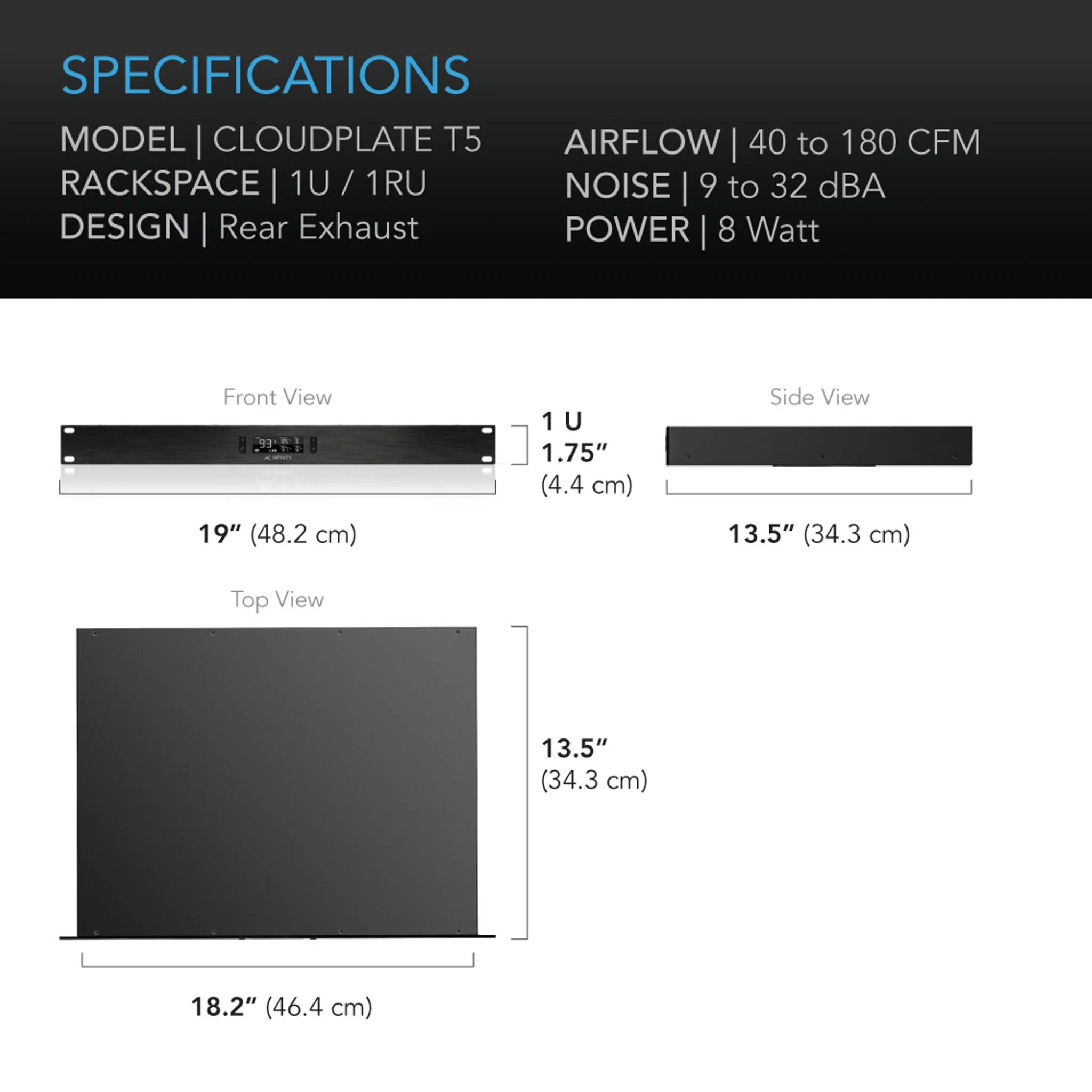 AC Infinity Cloudplate T5 Dimensions