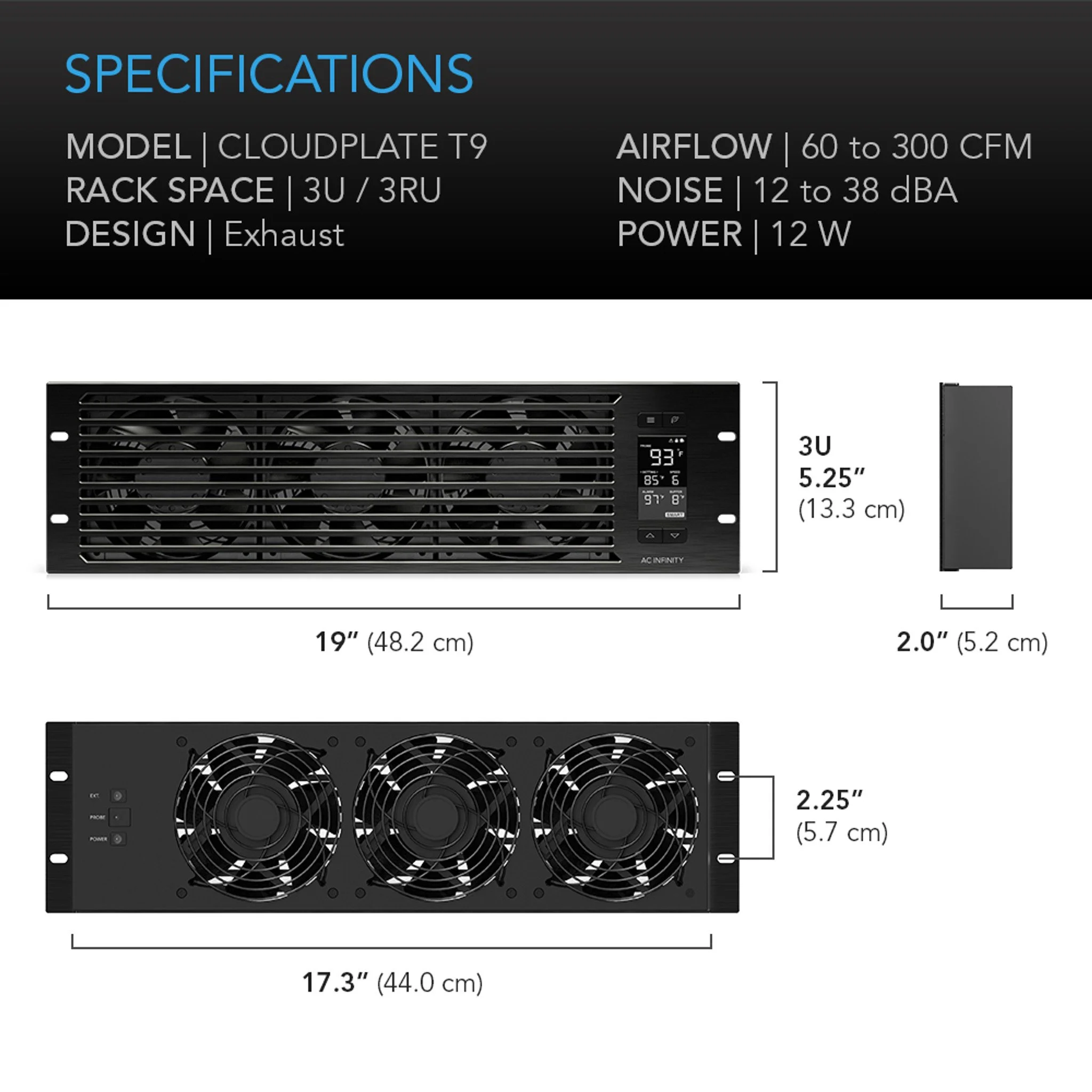 AC Infinity Cloudplate T9 Pro Dimensions