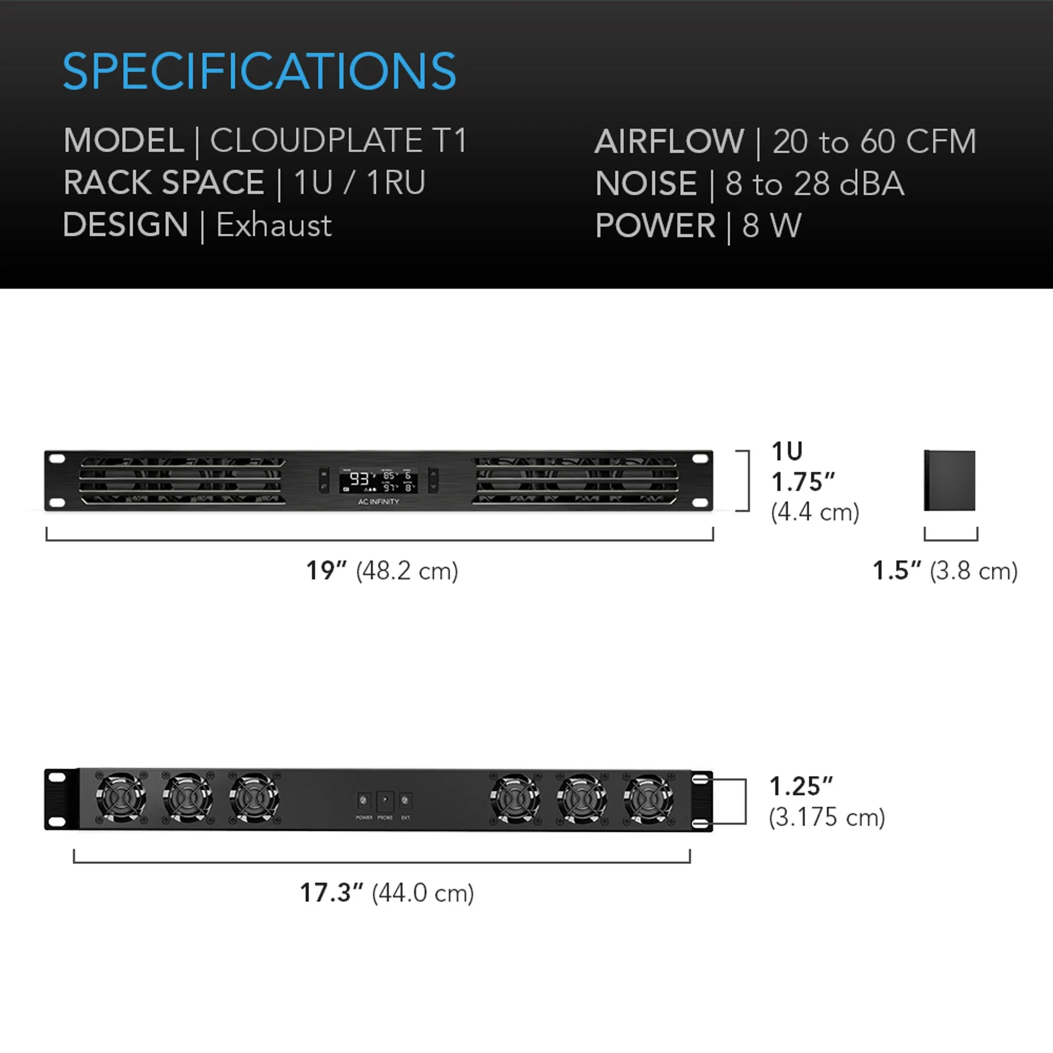 AC Infinity Cloudplate T1 Dimensions