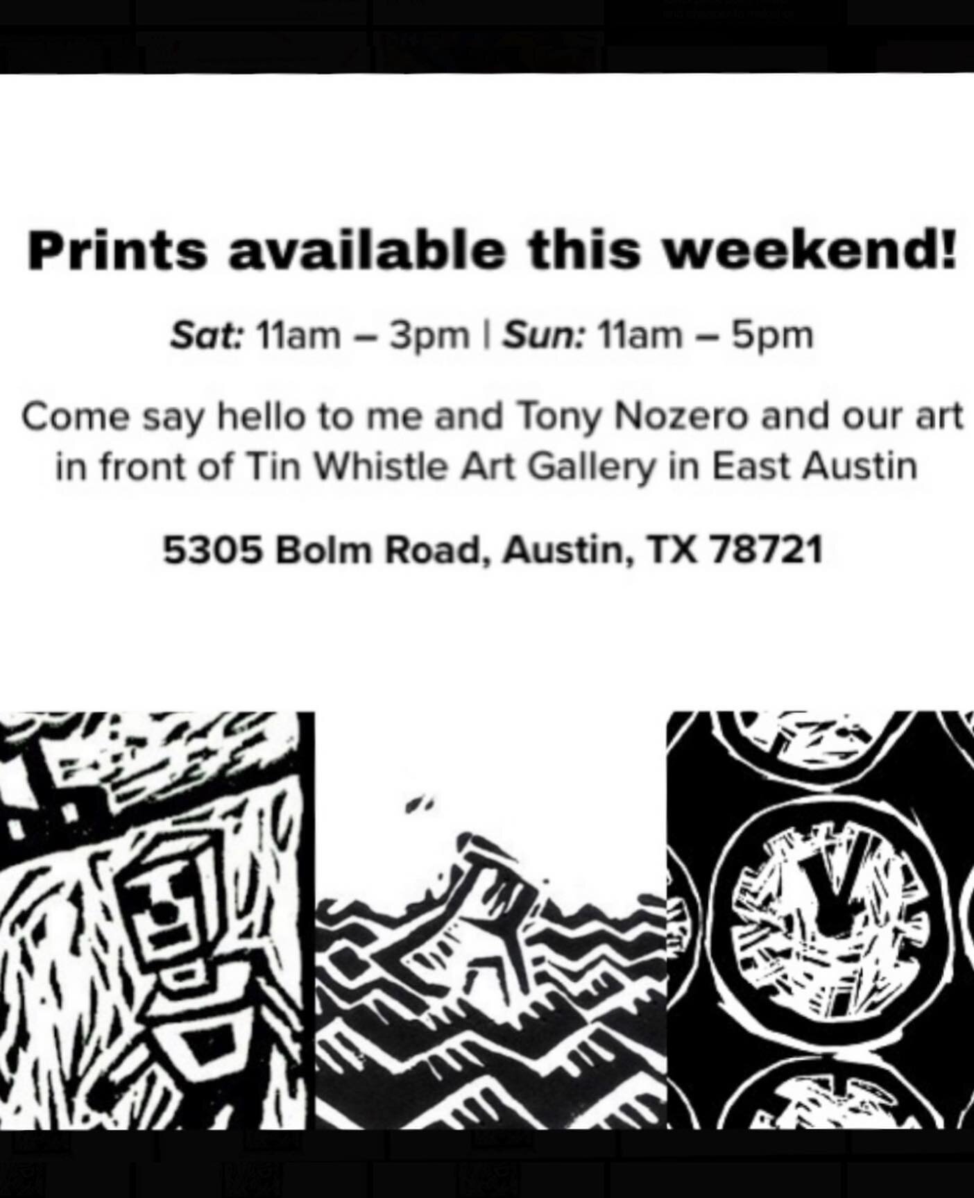 November 11th and 12th! If you&rsquo;re out looking at art this weekend in East Austin, stop by and visit me in front of @tinwhistleartgallery at 5305 Bolm Rd. I&rsquo;ll be there Saturday 11-3 and Sunday 11-5. 

Thanks to @tony.nozero for inviting m