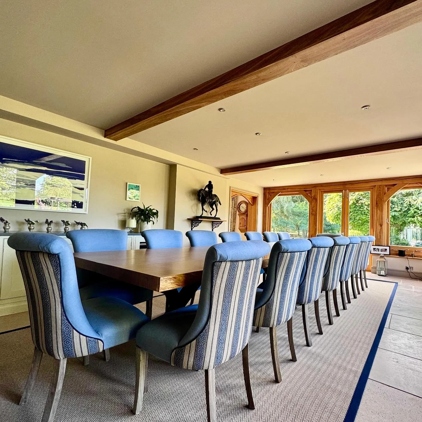 We&rsquo;ve had the pleasure of installing this dining room today at our clients beautiful home. You can&rsquo;t beat a good stripe on the back of a dining chair, and with our clients love for entertaining, this room needed not to be afraid of a spil