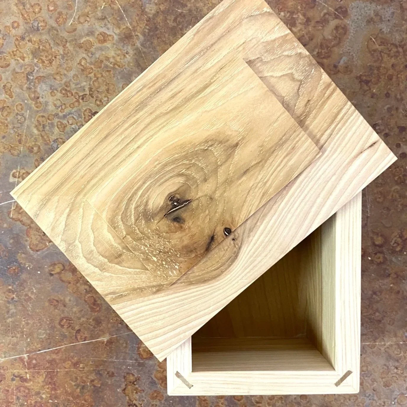 Two-Tier Topped Hickory Jewelry Box