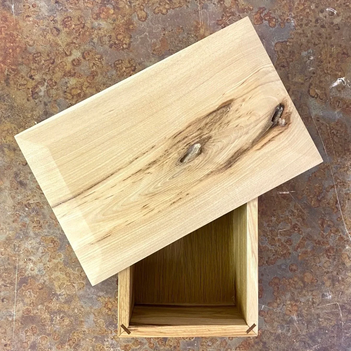 Beveled Top Hickory Jewelry Box