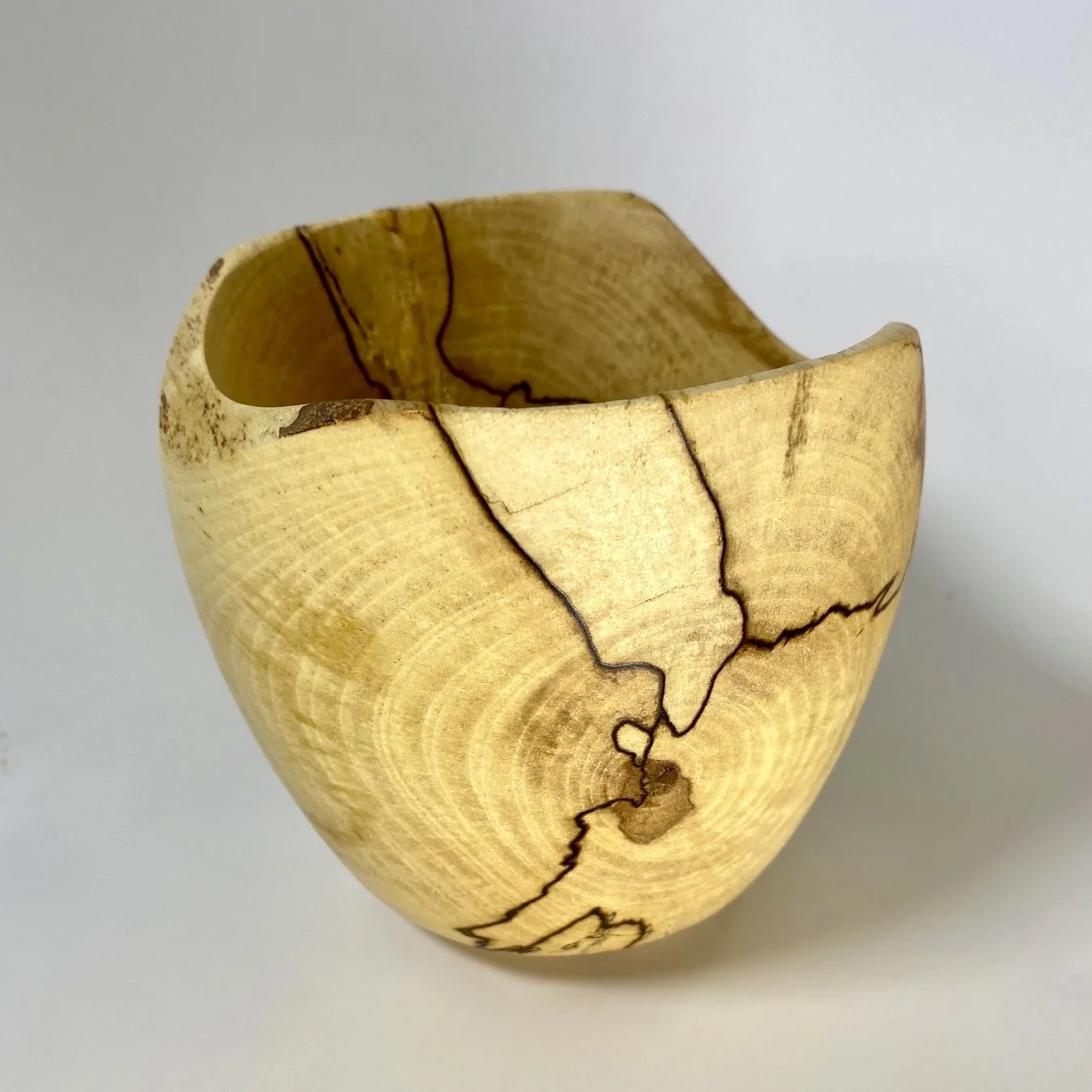 NEW - 4 3/8" x 4 1/4" Spalted Aspen Wood Bowl