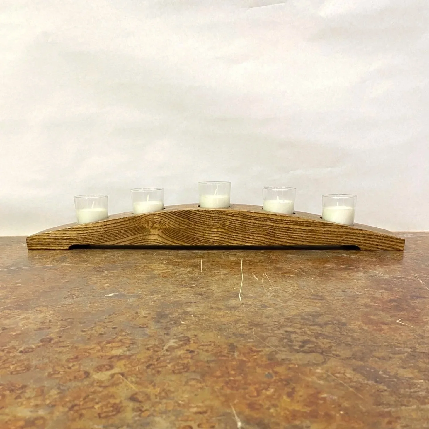 Arched Oak Candle Holder (Natural)