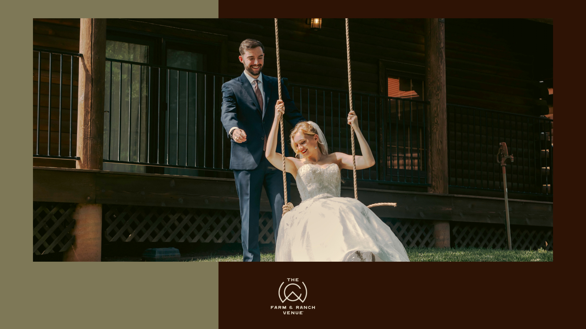 couple on swing destination wedding