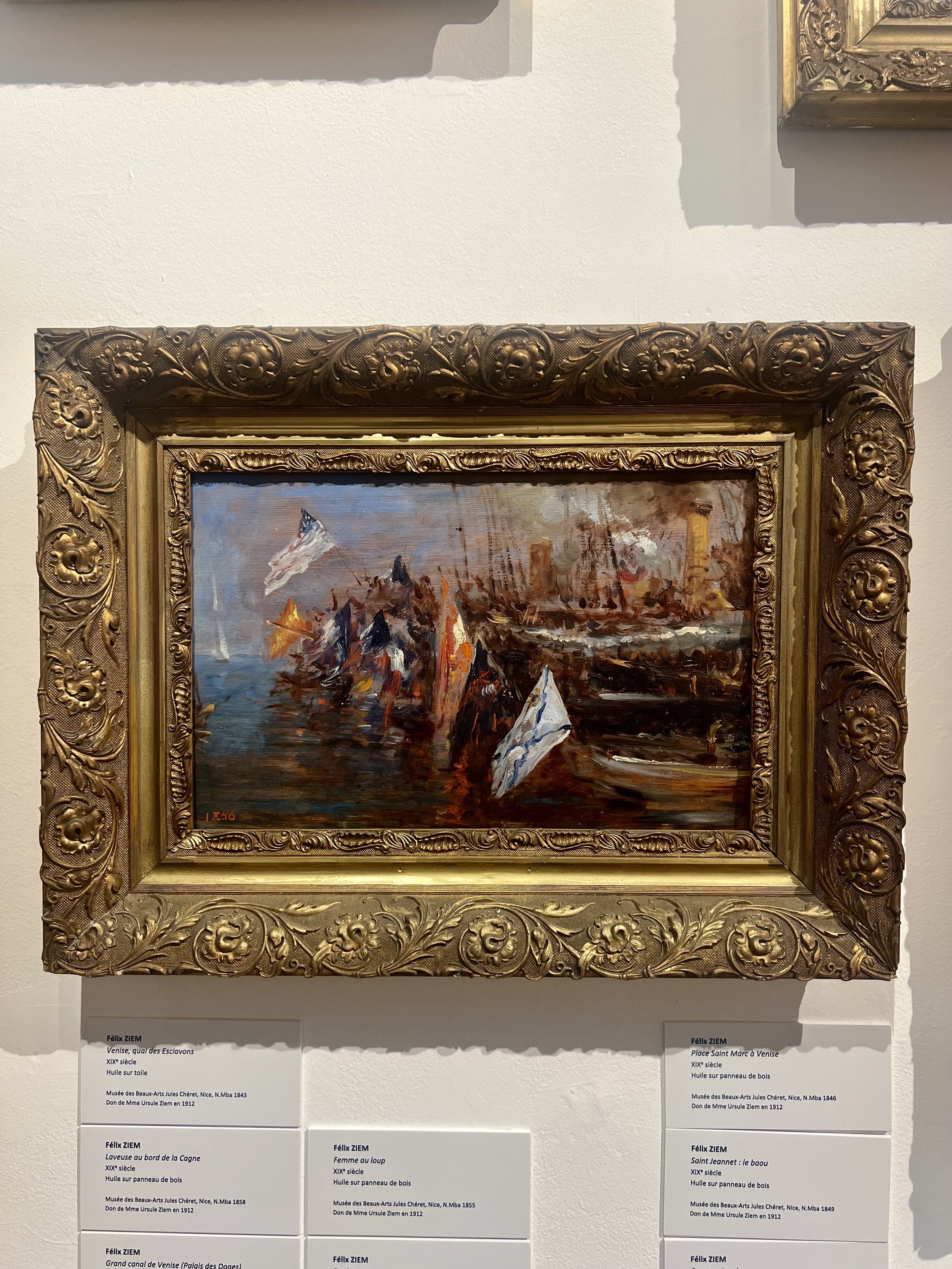 Étude de pavillons de marine - Félix Ziem
19th Century
Oil on wood panel