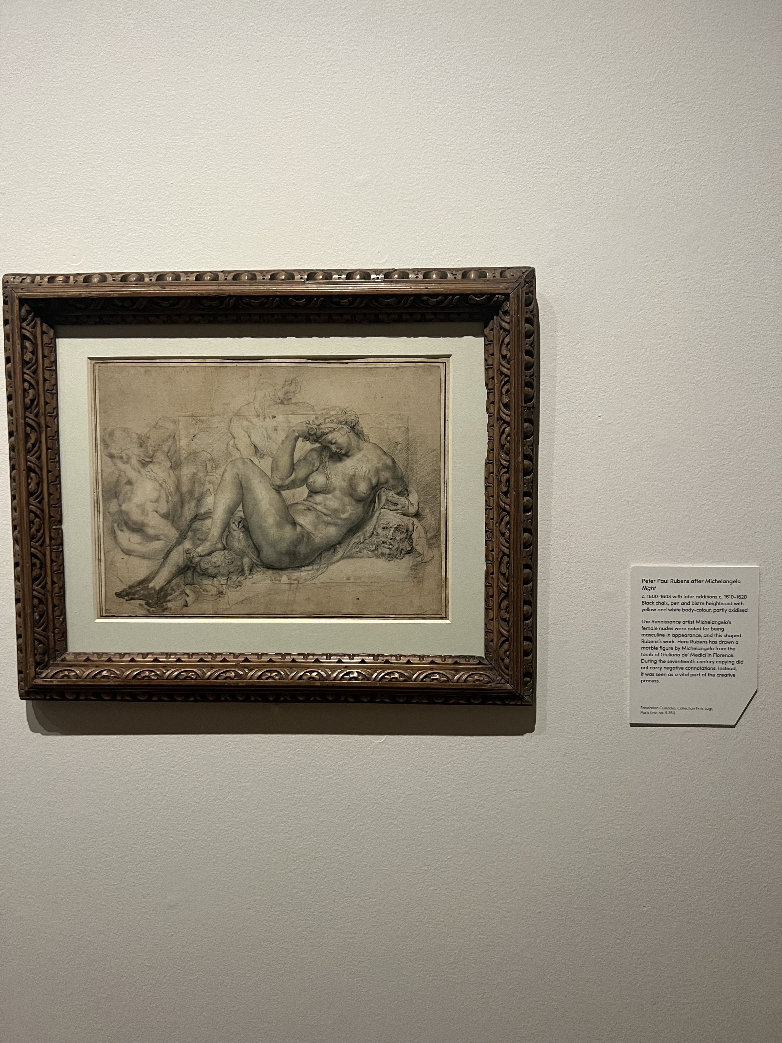 Night - Peter Paul Rubens after Michelangelo
c. 1600 - 1603 with later additions c. 1610 - 1620
Black chalk, pen and bistre heightened with yellow and white body-colour, partially oxidised