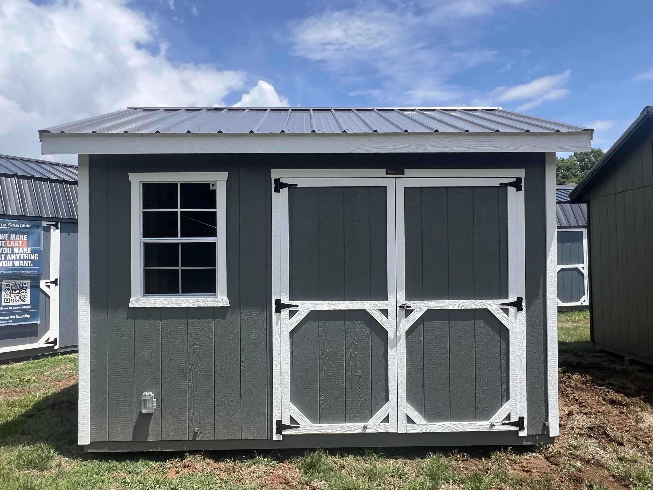 10 x 12 All American Deluxe Shed Charcoal & White