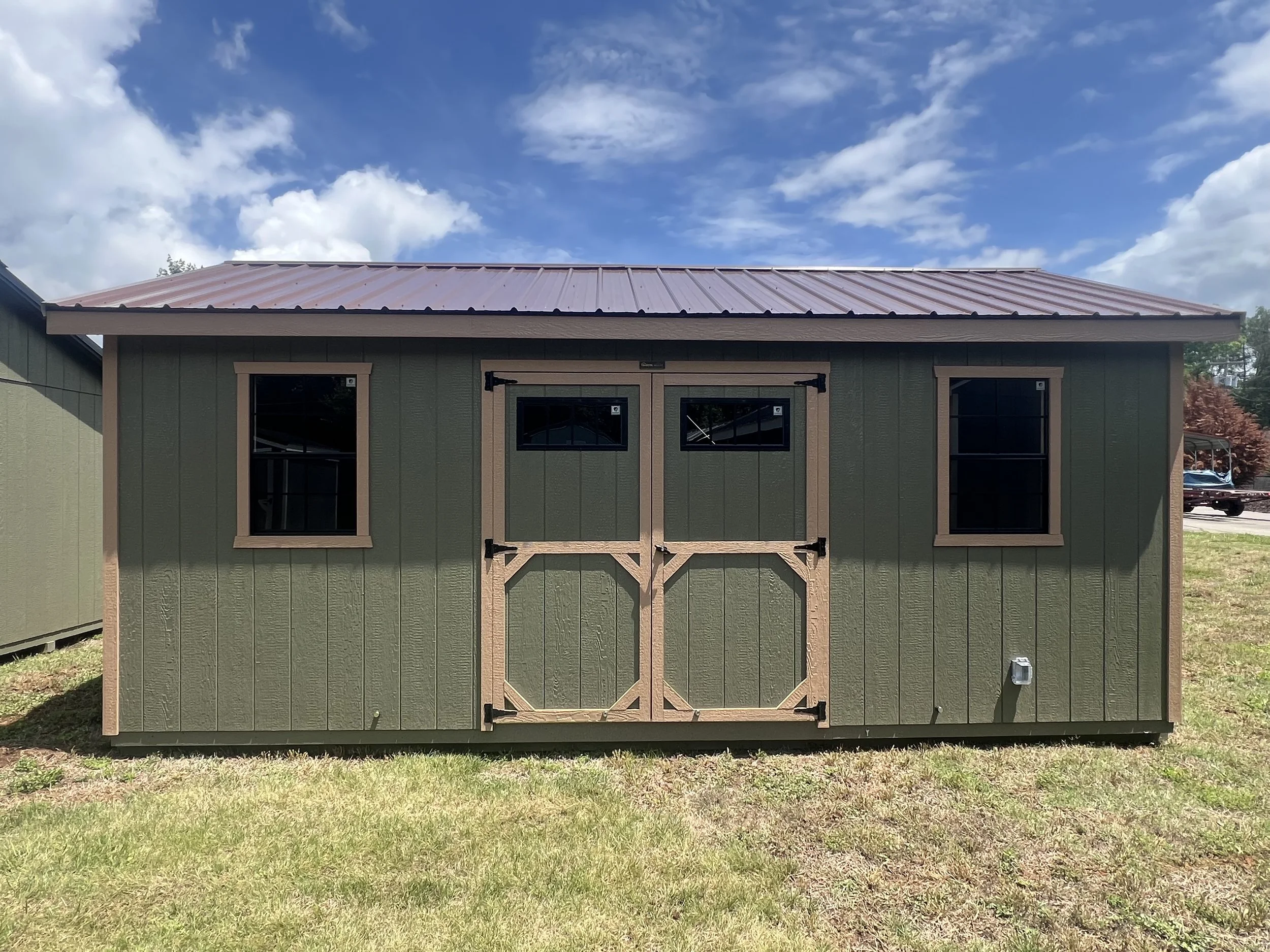 12 x 20 All American Deluxe Shed- Avocado & Brown