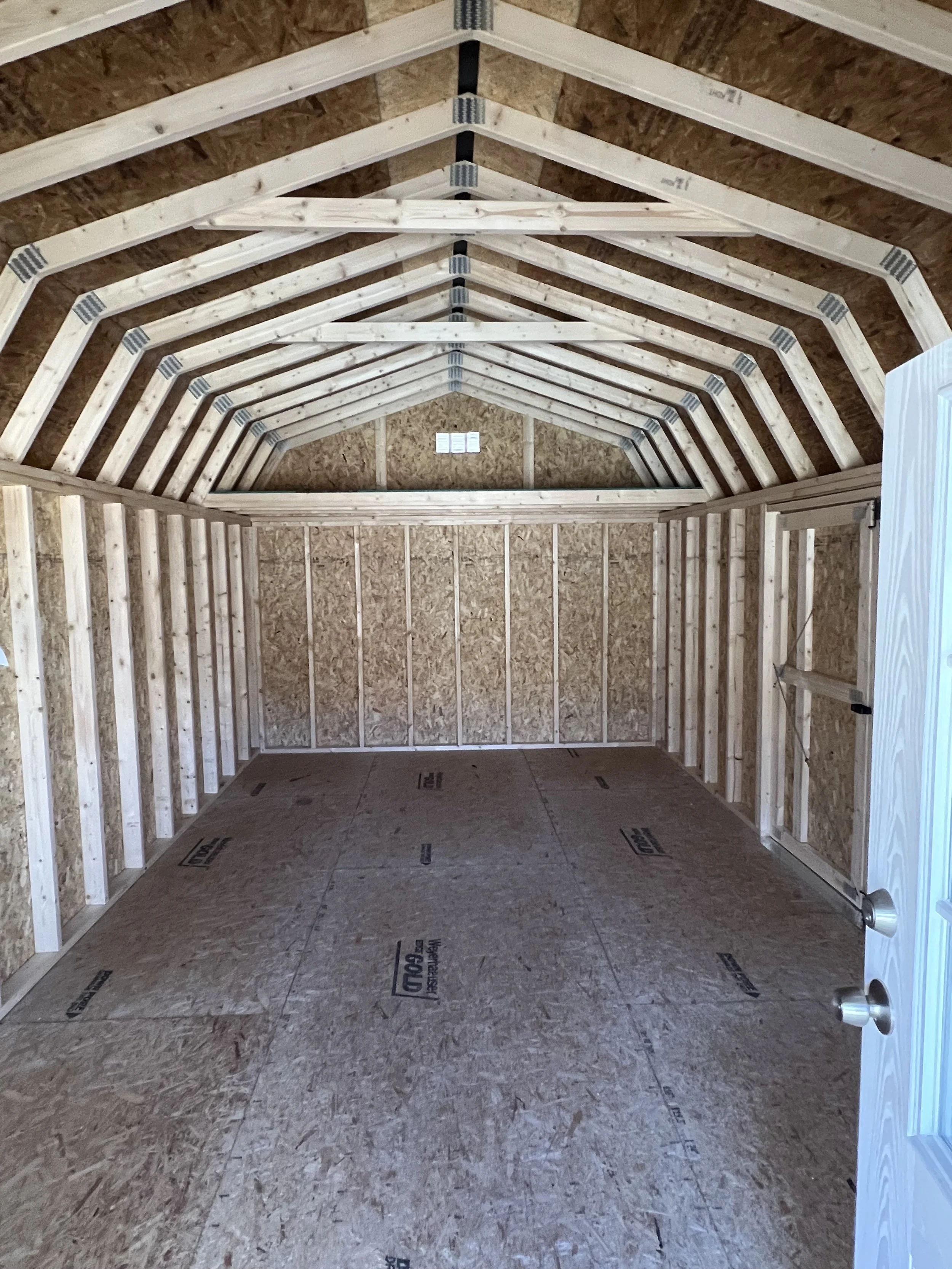 Interior of an unfinished wooden barn