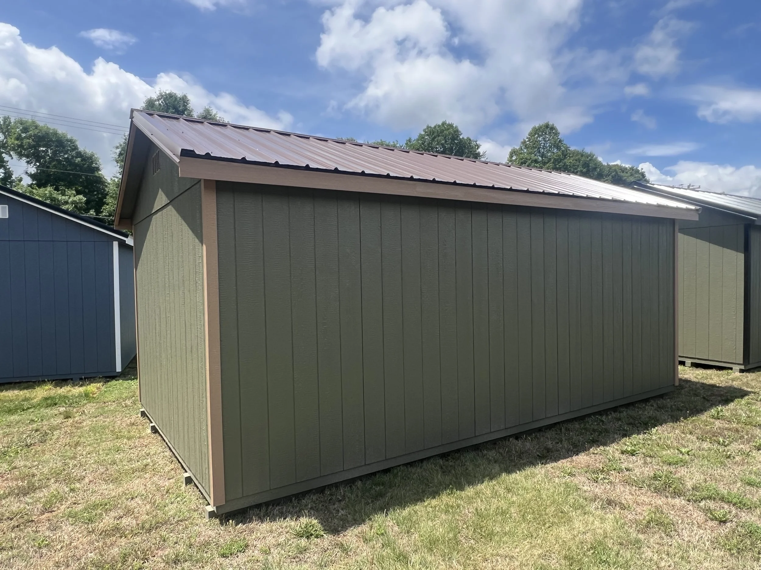 12 x 20 All American Deluxe Shed- Avocado & Brown Angle