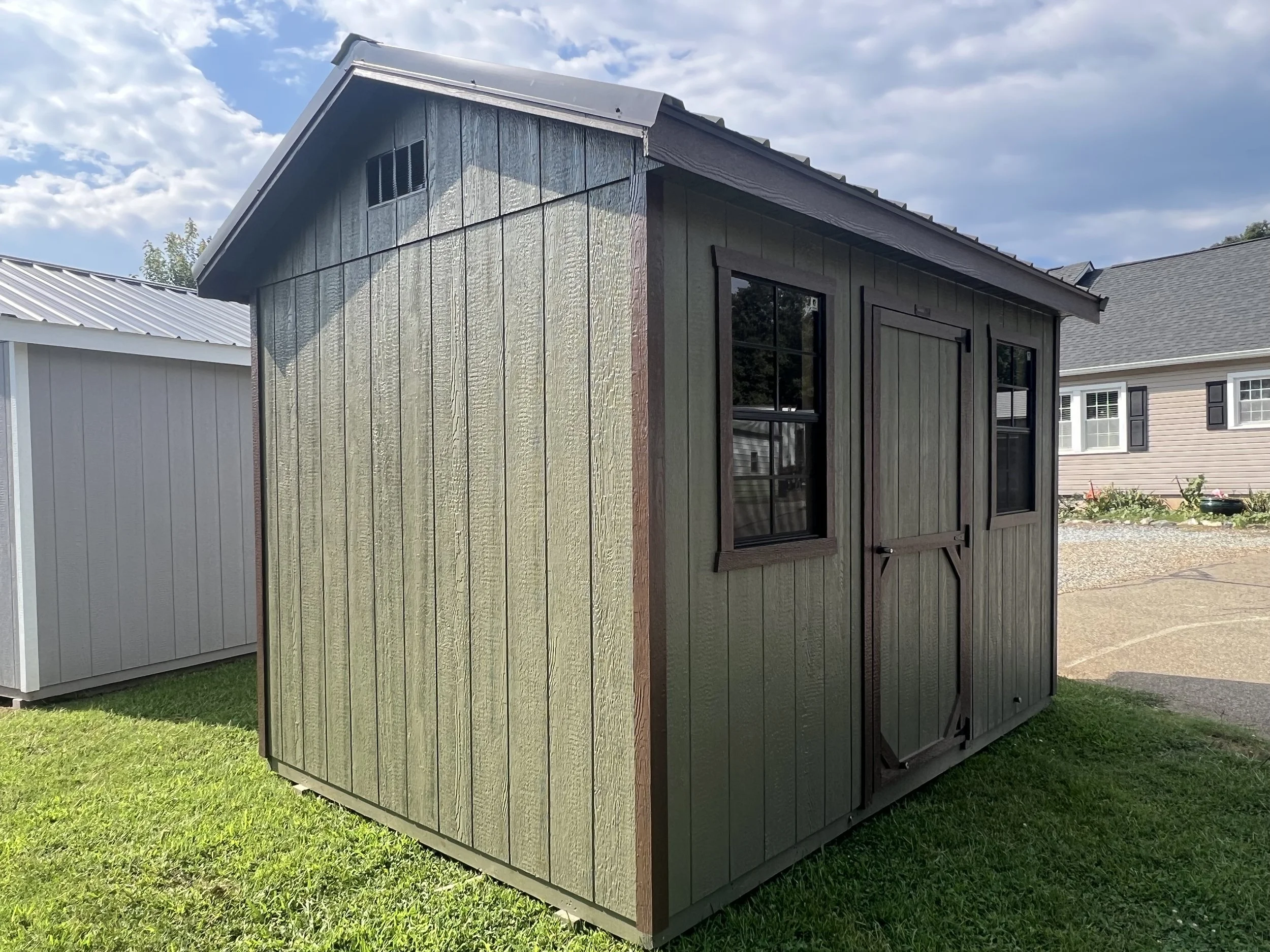 8 x 12 All American Deluxe Shed- Avocado and Brown