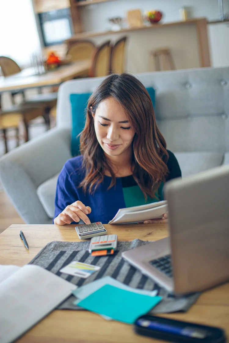 Woman reviewing her finances