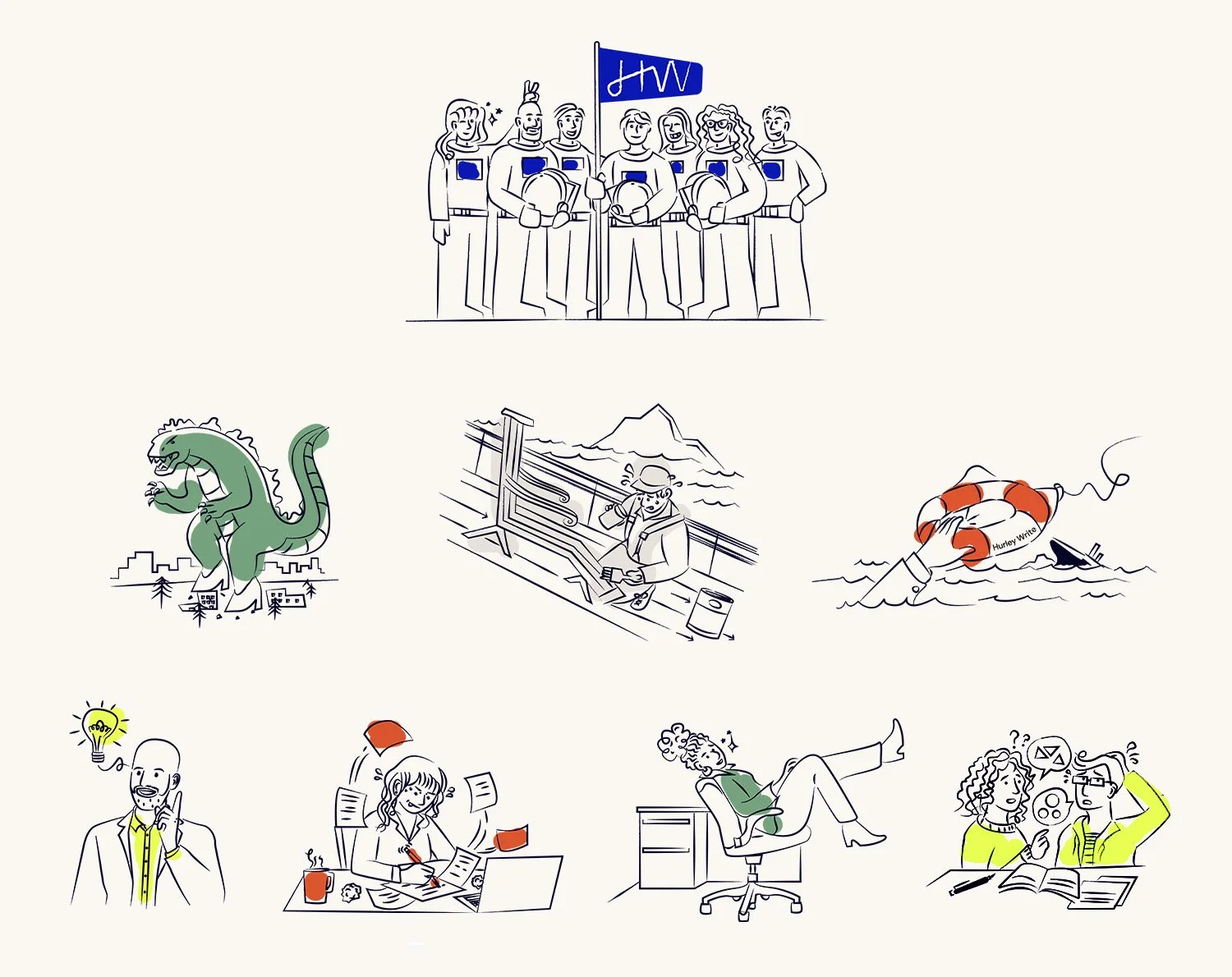 Illustration Art Direction for Hurley Write Rebrand