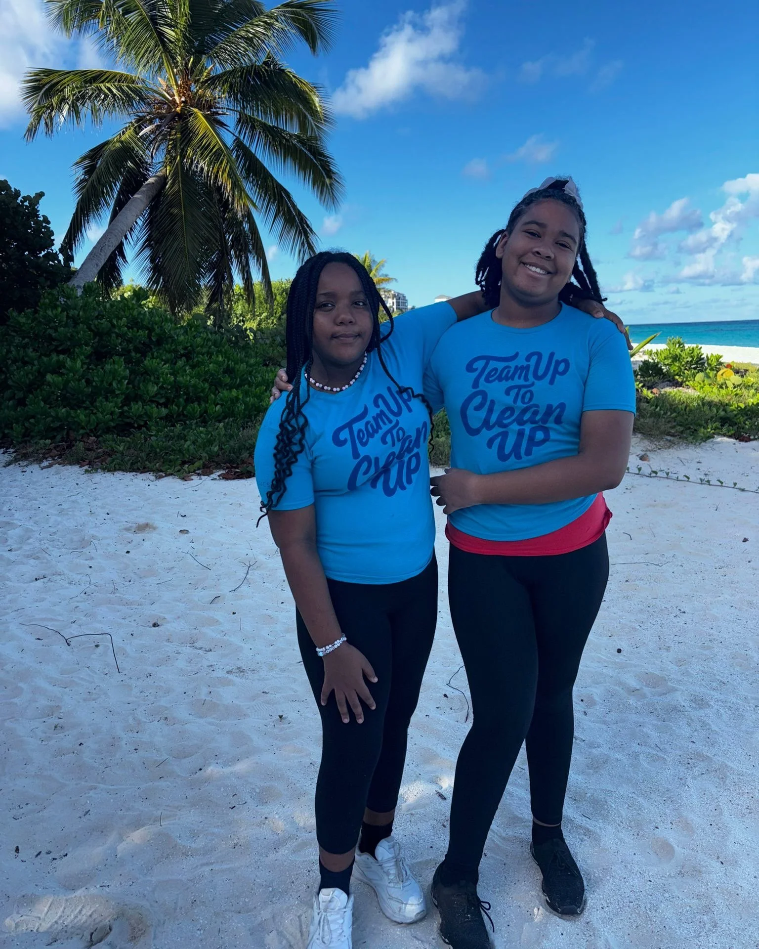 Kayleigh Darroux  and Saraiah Pradel from Grade 7 at Omololu International School spent Saturday morning taking part in a Beach Clean-Up Day organised by Blue Sea Anguilla in partnership with schools across the island. 

This community initiative sup