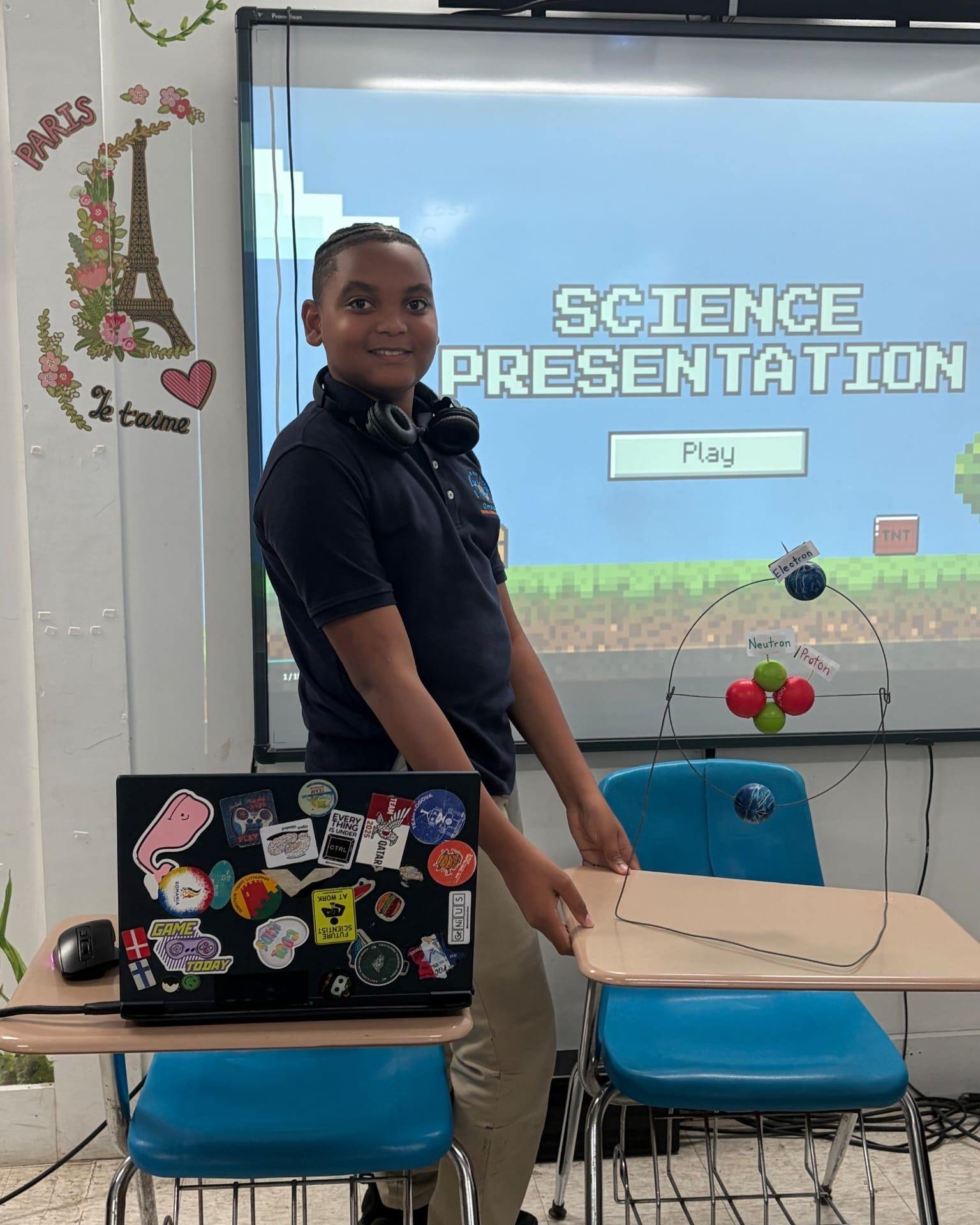 The Omololu International School Grade 7 Science students proudly presented their 3-D models of elements.