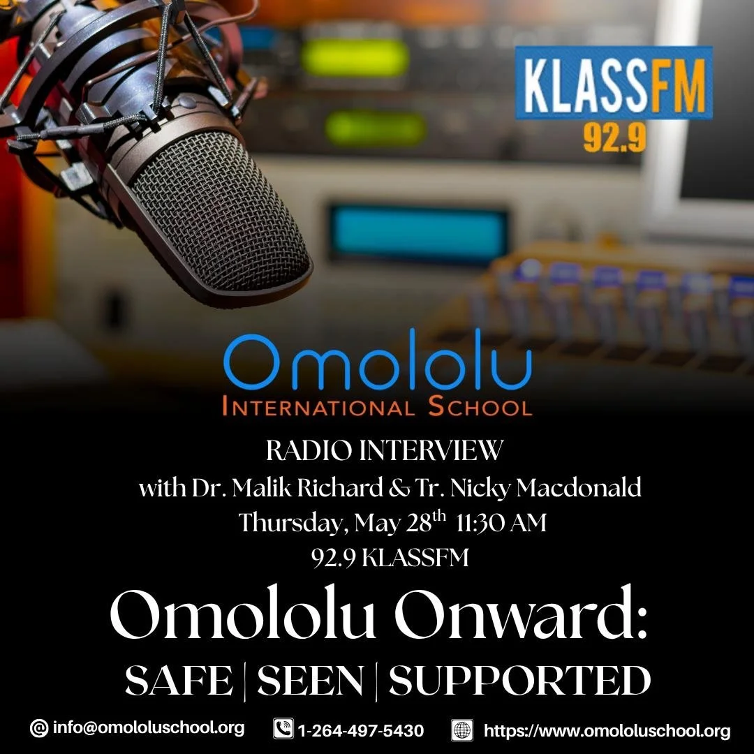 Tune in today at 11:30 AM on 92.2 Klass FM as Dr. Malik Richard and Tr. Nicky Macdonald discuss the vision behind Omololu Onward and the future of education at Omololu International School.
Join the conversation as we discuss:
✨ Safe. Seen. Supported