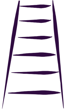 A dark purple ladder with evenly spaced rungs.