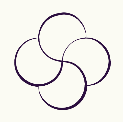 Four overlapping circles on a light background, creating a Venn diagram-like design.