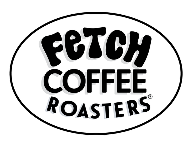 Fetch Coffee Roasters logo with black and white design in an oval shape