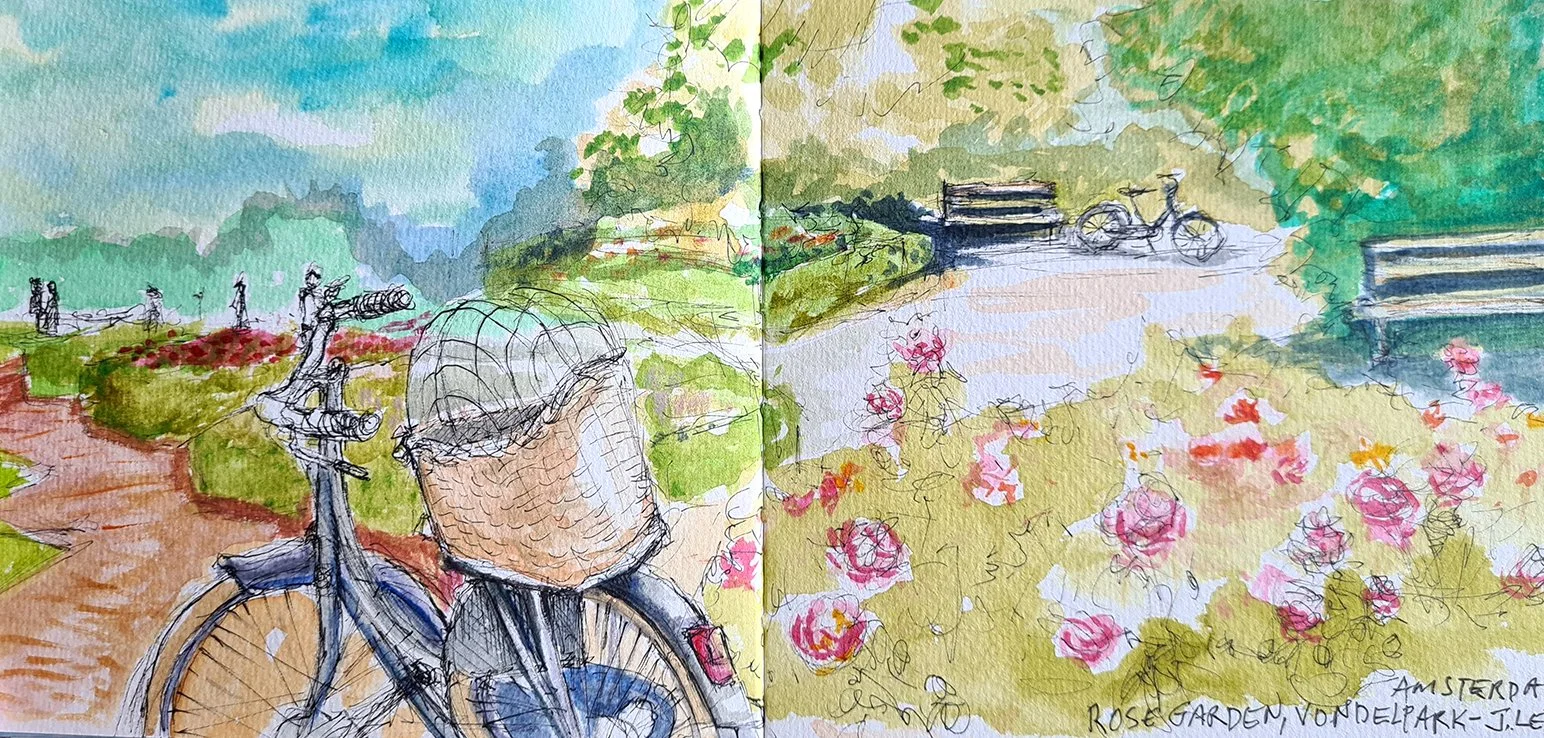 "June Afternoon", my bike in the Vondelpark Rose Garden, Amsterdam
June, 2025
