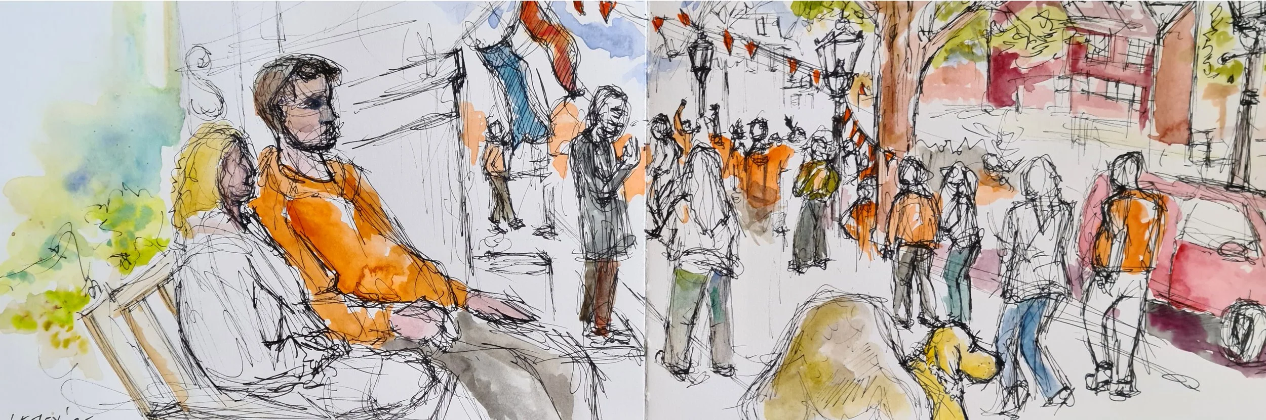 “Kings Day, Amsterdam, 2025” - Watercolor Sketch